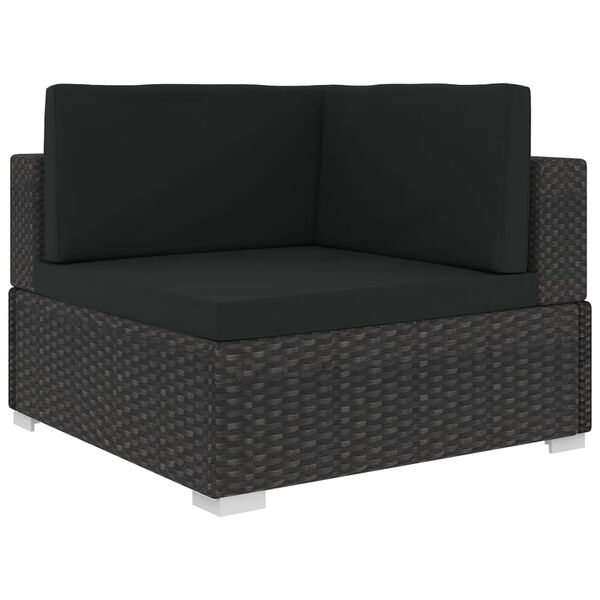 vidaXL Set Divani da Giardino 6 pz con Cuscini in Polyrattan Nero