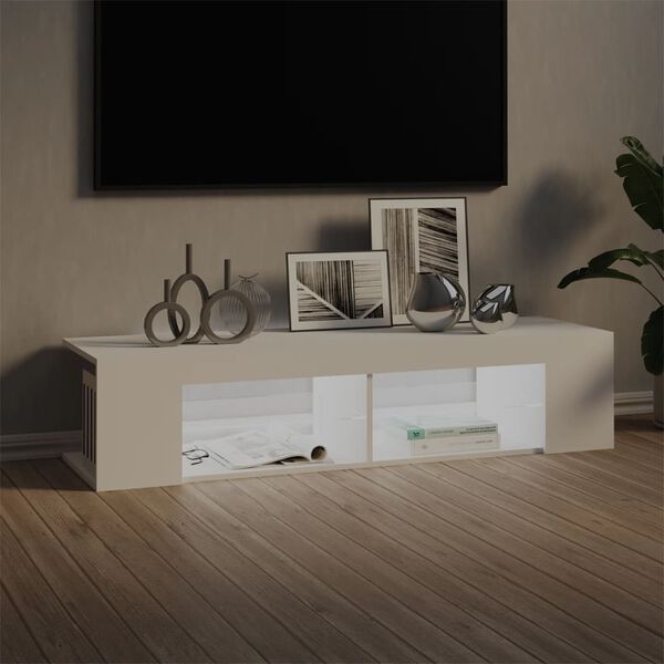 vidaXL Mobile Porta TV con Luci LED Bianco 135x39x30 cm