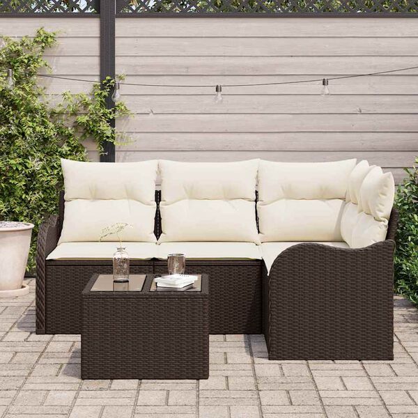 vidaXL Set Divano da Giardino Marrone polyrattan