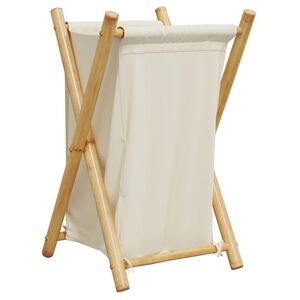 vidaXL Cesto per Biancheria Bianco Crema 41,5x36x63,5 cm in Bamb&ugrave;