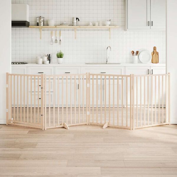 vidaXL Cancelletto per cani con porta pieghevole 4 pannelli 320 cm in legno massello di abete