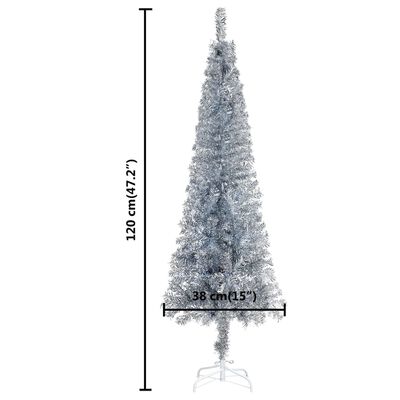vidaXL Albero di Natale Sottile Preilluminato Argento 120 cm