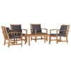 vidaXL Set Divano da Giardino 5 pz Naturale Legno di teak solido