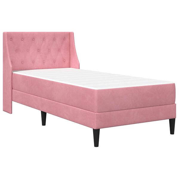 vidaXL Struttura letto con materasso Rosa 90 x 200 cm Velluto