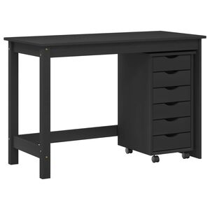 vidaXL Set scrivania e mobiletto su ruote MOSS 2 pz Nero