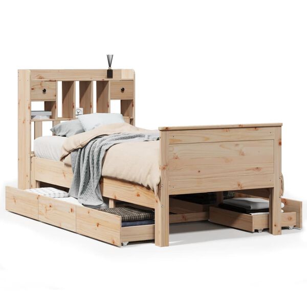 vidaXL Letto Libreria senza Materasso 90x190 cm Legno Massello Pino