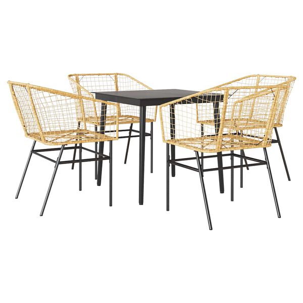 vidaXL Set da Pranzo da Giardino 5pz Polyrattan Vetro