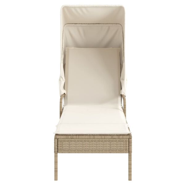 vidaXL Lettino Prendisole con Baldacchino Beige in Polyrattan