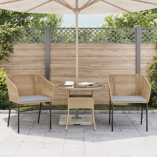 vidaXL Sedie da Giardino 2pz con Cuscini Marrone in Polyrattan