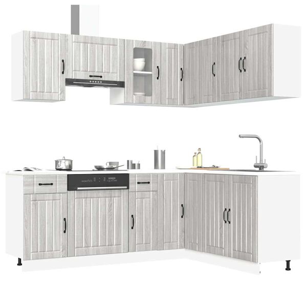 vidaXL Set Mobili da Cucina 11 pz Kalmar Grigio Sonoma in Truciolato