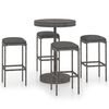 vidaXL Set da Bar da Giardino 5 pz con Cuscini in Polyrattan Grigio