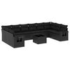 vidaXL Set Divani da Giardino 11 pz con Cuscini in Polyrattan Nero
