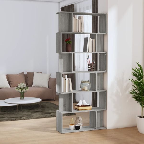 vidaXL Libreria/Divisorio Grigio Sonoma 80x24x192 cm Legno Ingegnerizzato