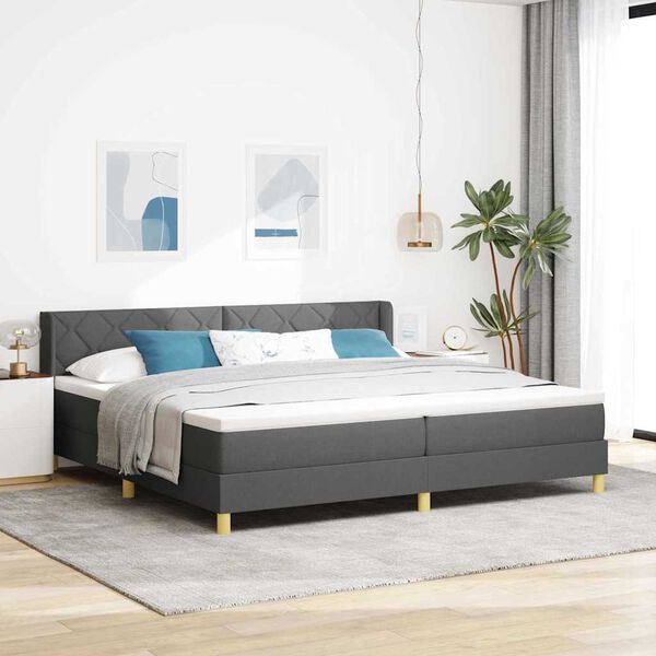 vidaXL Letto a molle con testiera Grigio scuro 200 x 200 cm Poliestere