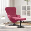 vidaXL Sedia Egg con Pouf Rosso Vino 63 x 73 x 90 cm Velluto