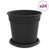 vidaXL Vasi per Piante 24 pcs Nero &Oslash; 17 x 14 cm Plastica