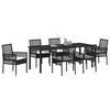 vidaXL Set da Pranzo per Giardino con cuscino 7 pcs Nero polyrattan