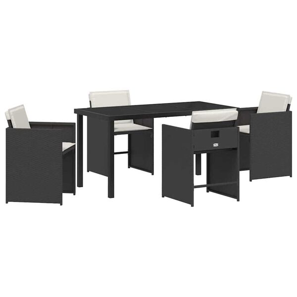 vidaXL Set da Pranzo per Giardino 5 pcs Nero polyrattan