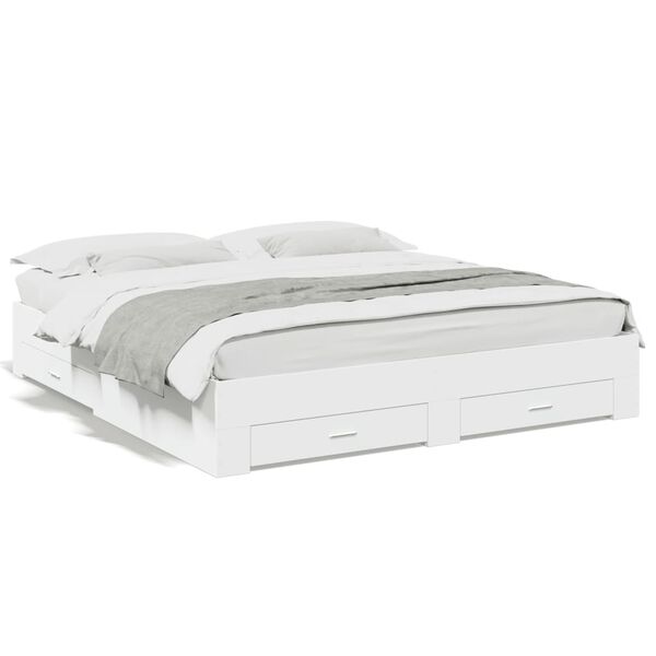 vidaXL Giroletto con Cassetti Bianco 180x200 cm in Legno Multistrato