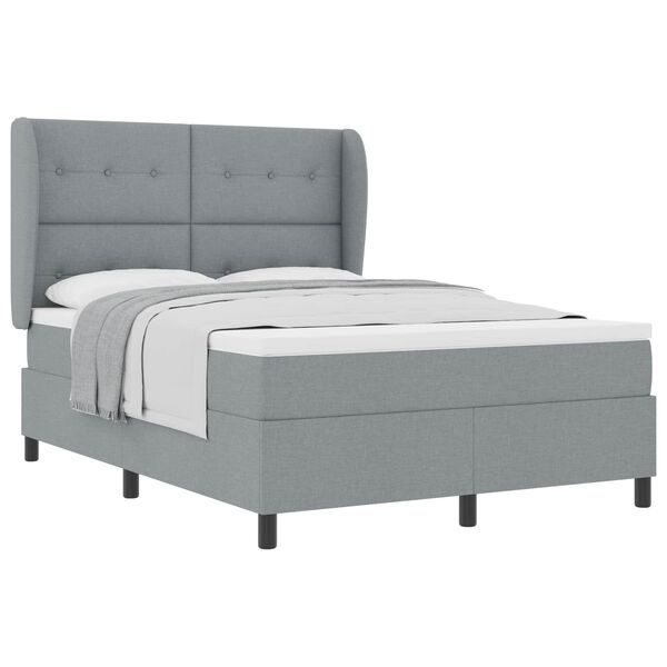 vidaXL Letto a molle con materasso Grigio chiaro 140 x 200 cm Tessuto