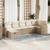 vidaXL Set Divani da Giardino 7 pz con Cuscini Beige in Polyrattan