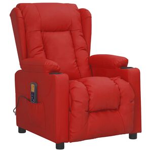 vidaXL Poltrona Massaggiante Rosso Vino in Similpelle