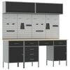 vidaXL Set di mobili da lavoro con cassetto con blocco 10 pcs Nero