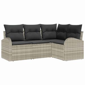 vidaXL Set Divano da Giardino 4 pz Grigio chiaro polyrattan