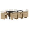 vidaXL Set da Pranzo per Giardino 9 pcs Beige polyrattan