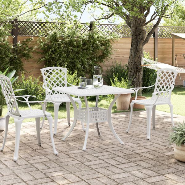 vidaXL Tavolo da Giardino Bianco 80x80x75 cm in Alluminio Pressofuso