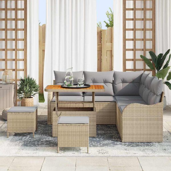 vidaXL Set Divano da Giardino 8 pcs Beige polyrattan