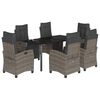 vidaXL Set da Pranzo da Giardino 7 pz con Cuscini in Polyrattan Grigio