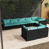 vidaXL Set Mobili da Giardino con Cuscini 8 pz Nero in Polyrattan