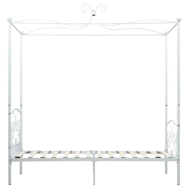 vidaXL Letto a Baldacchino Bianco in Metallo 90x200 cm