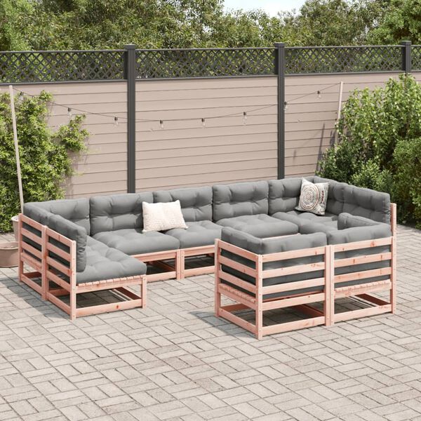 vidaXL Set Divani Giardino 9 pz Cuscini Legno Massello Abete Douglas