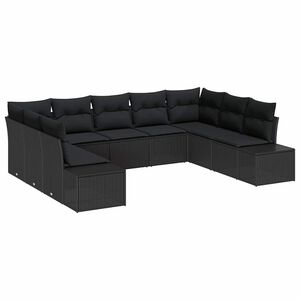 vidaXL Set Divano da Giardino con cuscino 9 pcs Nero Polyrattan