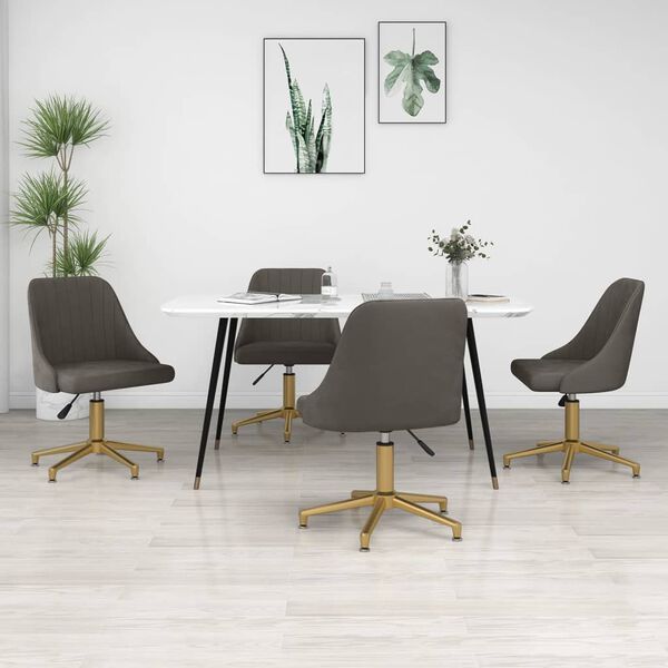 vidaXL Sedie da Pranzo Girevoli 4 pz Grigio Scuro in Velluto