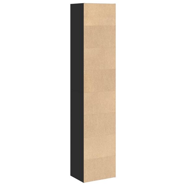 Libreria Nera In Legno Multistrato 40x30x189 Cm - Scaffale Per Libri E Oggetti, Da Montare