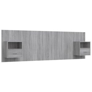 vidaXL Testiera Letto con Comodini in Legno Multistrato Grigio Sonoma
