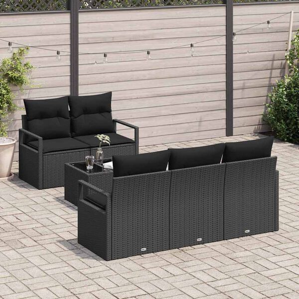 vidaXL Set di divani 6 pcs Nero polyrattan
