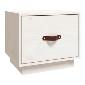 vidaXL Comodino Bianco 40x34x35 cm in Legno Massello di Pino