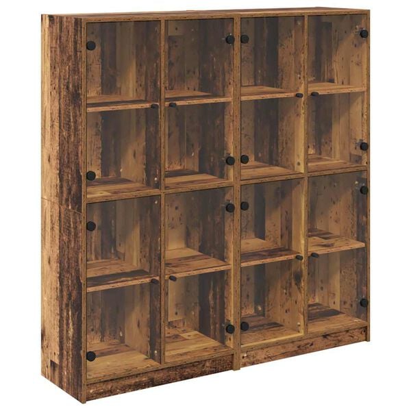 vidaXL Credenza 2 pcs Legno vecchio 68 x 37 x 142 cm Legno multistrato