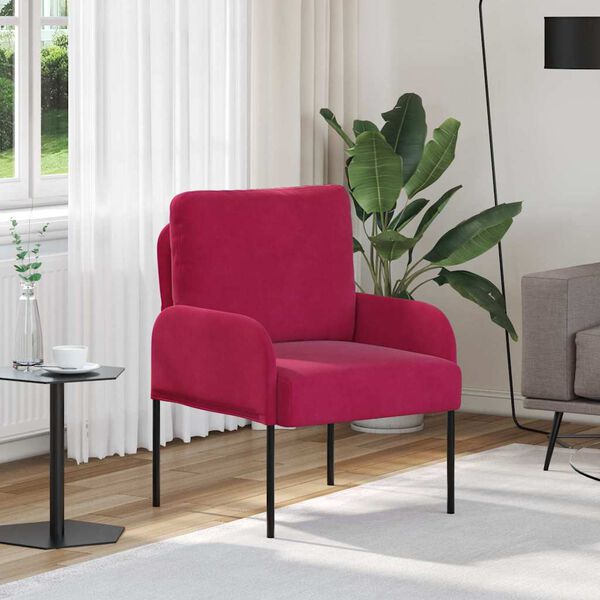 vidaXL Divani con cuscino 55cm Rosso Vino Legno compensato