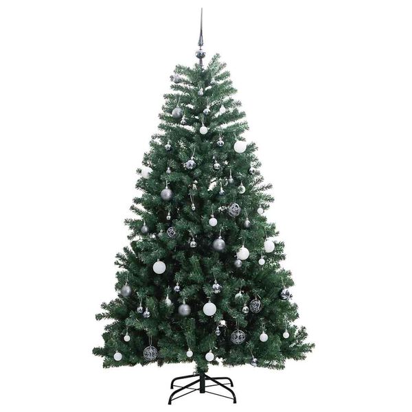 vidaXL Albero Natale Incernierato con 300 LED e Palline 180 cm