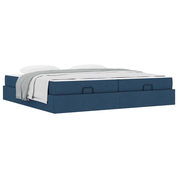 vidaXL Struttura letto con materasso con materasso 2 pcs Blu Tessuto