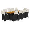 vidaXL Set da Bistr&ograve; da Giardino 11 pz con Cuscini Nero in Polyrattan