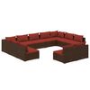 vidaXL Set Divani da Giardino 11 pz con Cuscini in Polyrattan Marrone