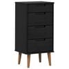 vidaXL Cassettiera MOLDE Nero 40 x 35 x 82 cm Legno Massello di Pino