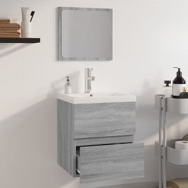 vidaXL Set di Mobili da Bagno Grigio Sonoma in Legno Multistrato