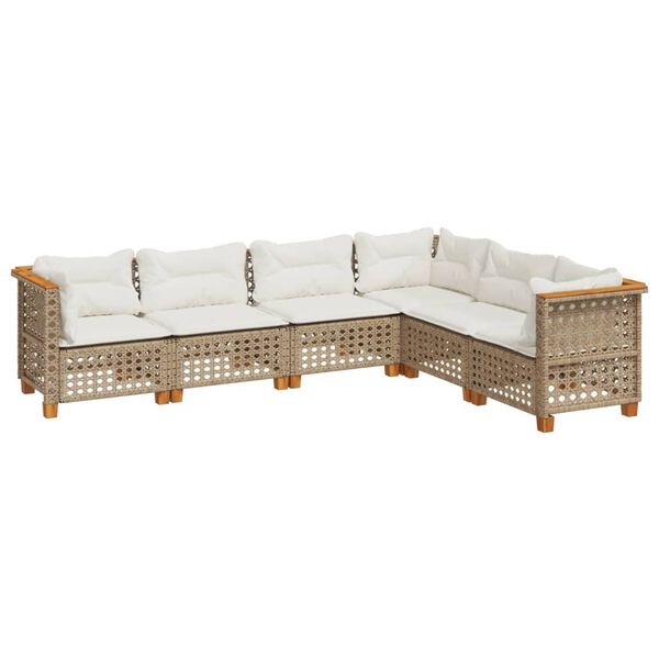 vidaXL Set Divano da Giardino 6 pz con Cuscini Beige in Polyrattan